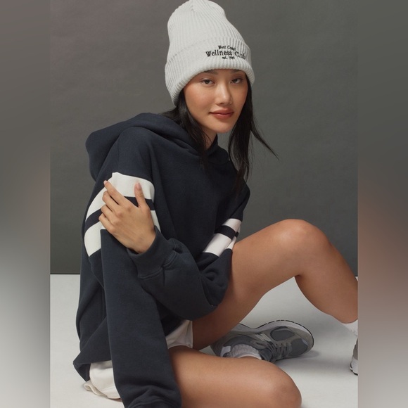 $38 DAILY PRACTICE Anthropologie West Coast Wellness Club Ribbed Beanie Hat Grey - Picture 3 of 10